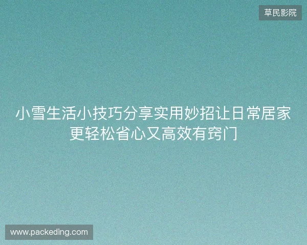 小雪生活小技巧分享实用妙招让日常居家更轻松省心又高效有窍门